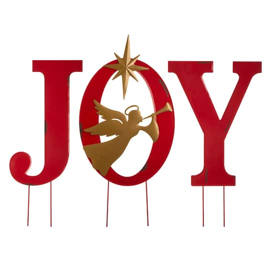 Glitzhome® 36" JOY Angel Yard Stake, Wall or Standing Décor in Red | Michaels®